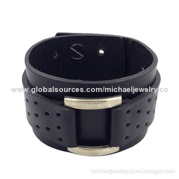 Leather Bracelet, Nickel-, Lead- and Cadmium-free, Customized Logo Printings are Accepted